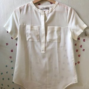 Button up white T-shirt